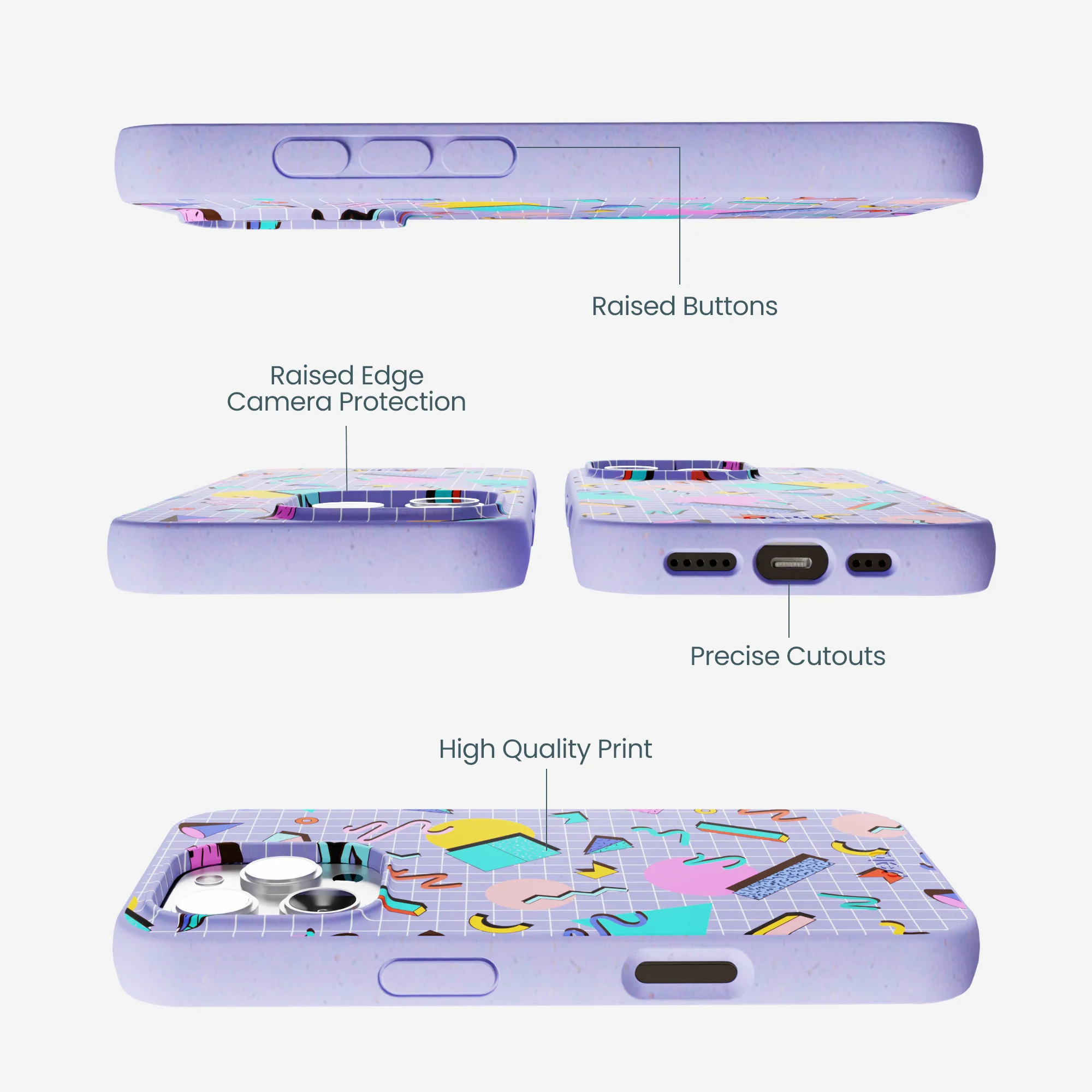 Lavender Retro Grid iPhone 16 Pro Max Case - Image 3