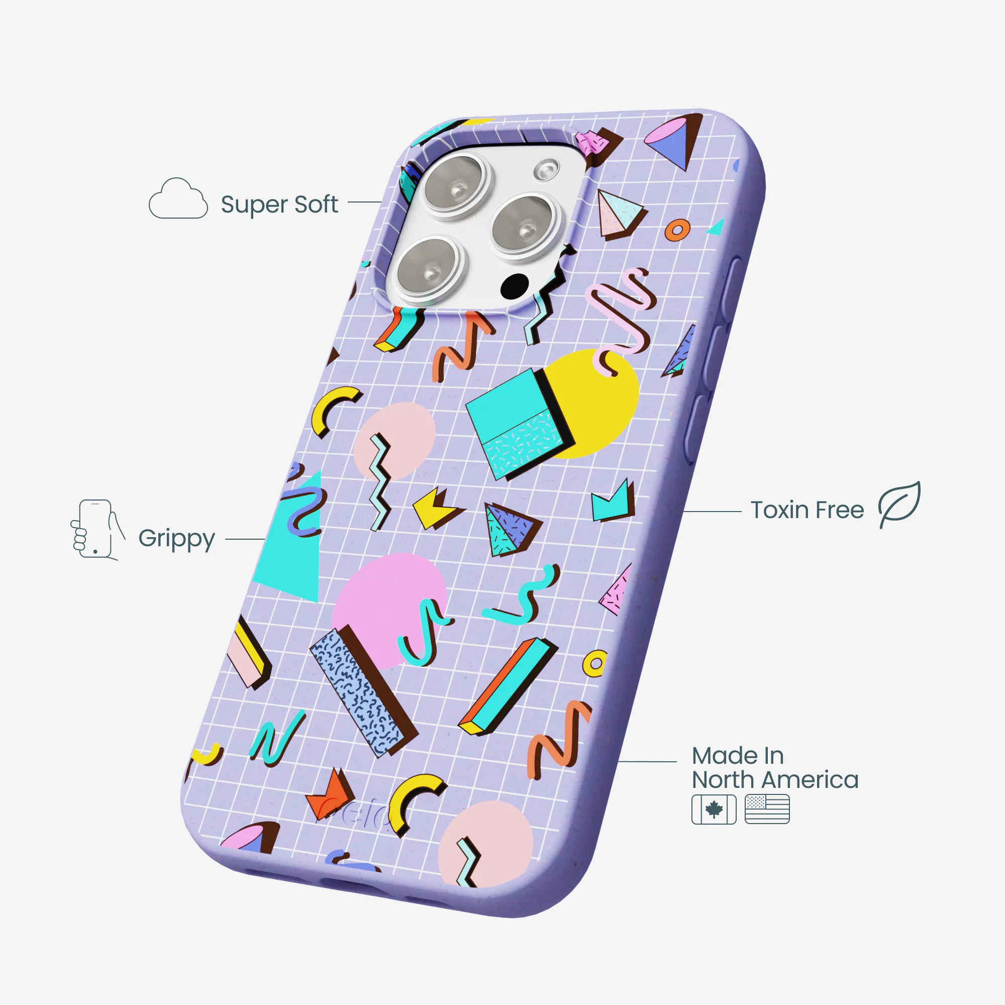 Lavender Retro Grid iPhone 16 Pro Max Case - Image 4