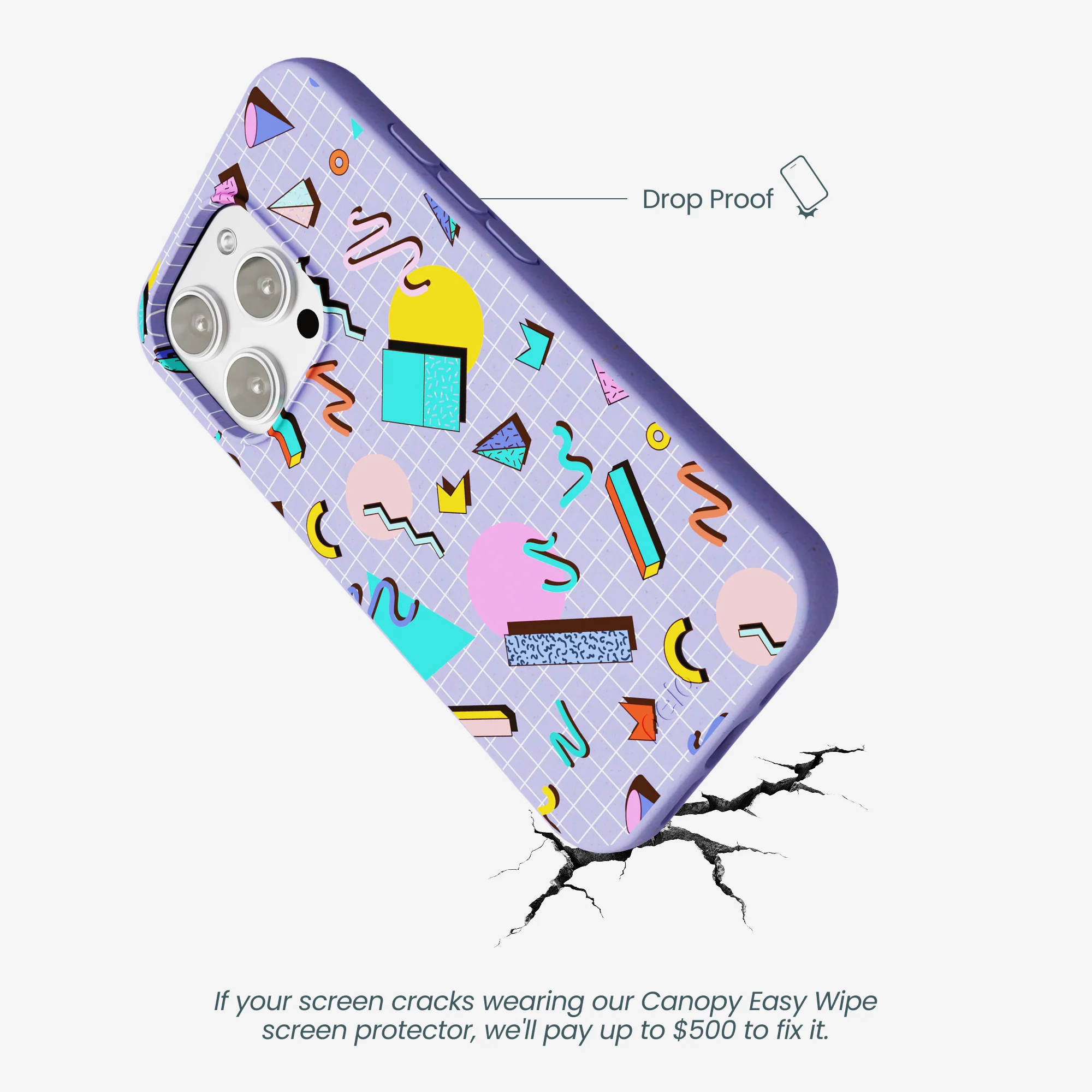 Lavender Retro Grid iPhone 16 Pro Max Case - Image 5