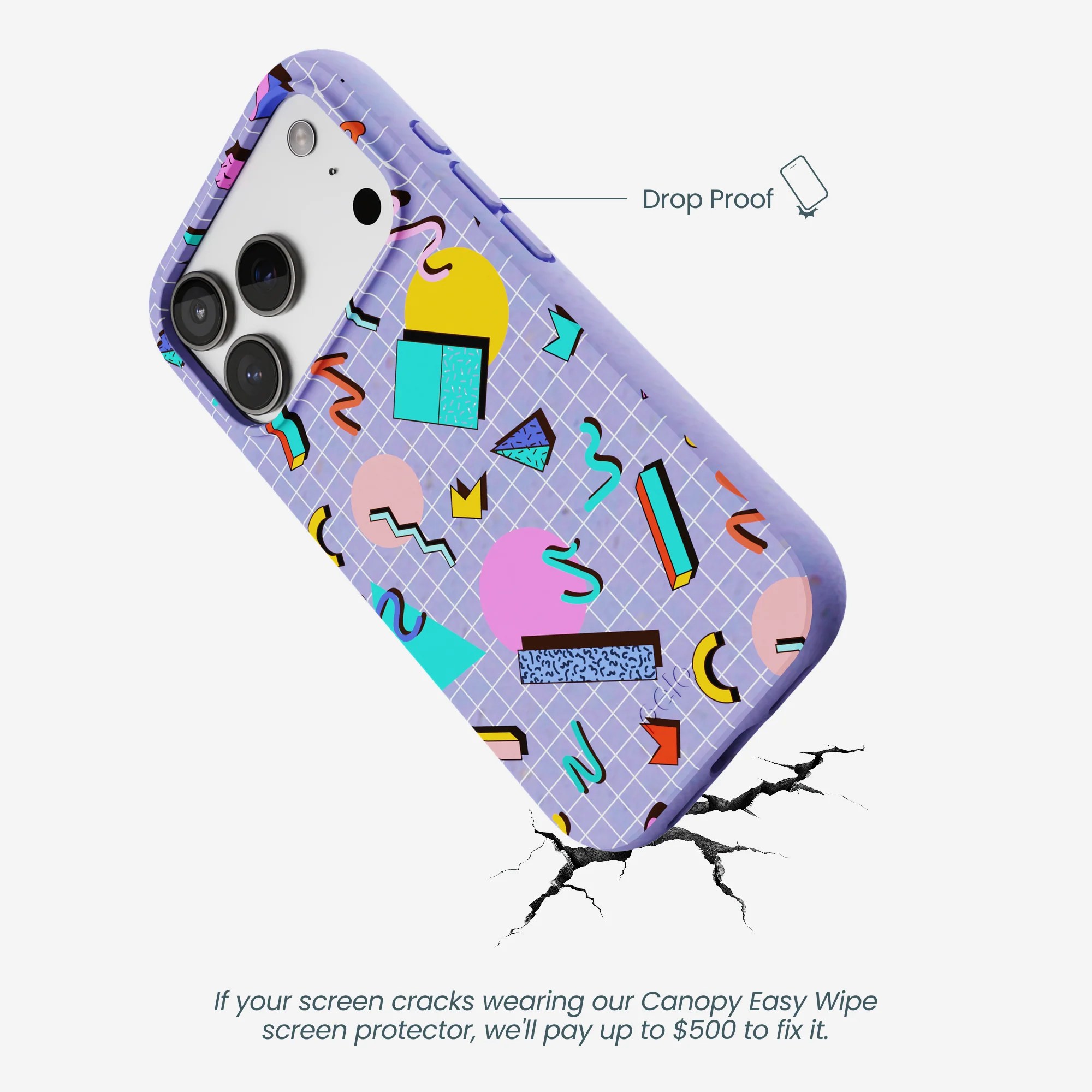 Lavender Retro Grid iPhone 17 Pro Case - Image 5