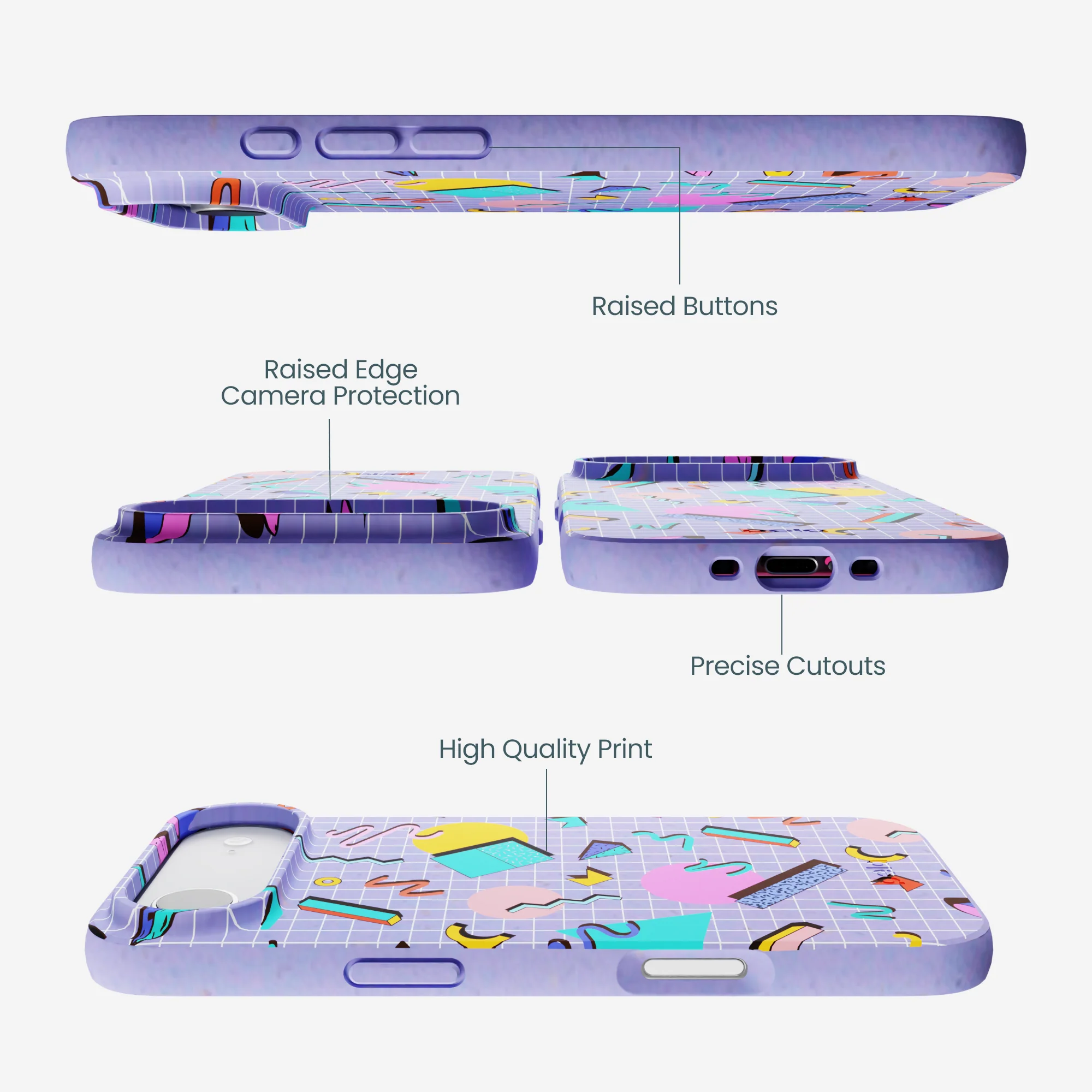 Lavender Retro Grid iPhone Air Case - Image 3