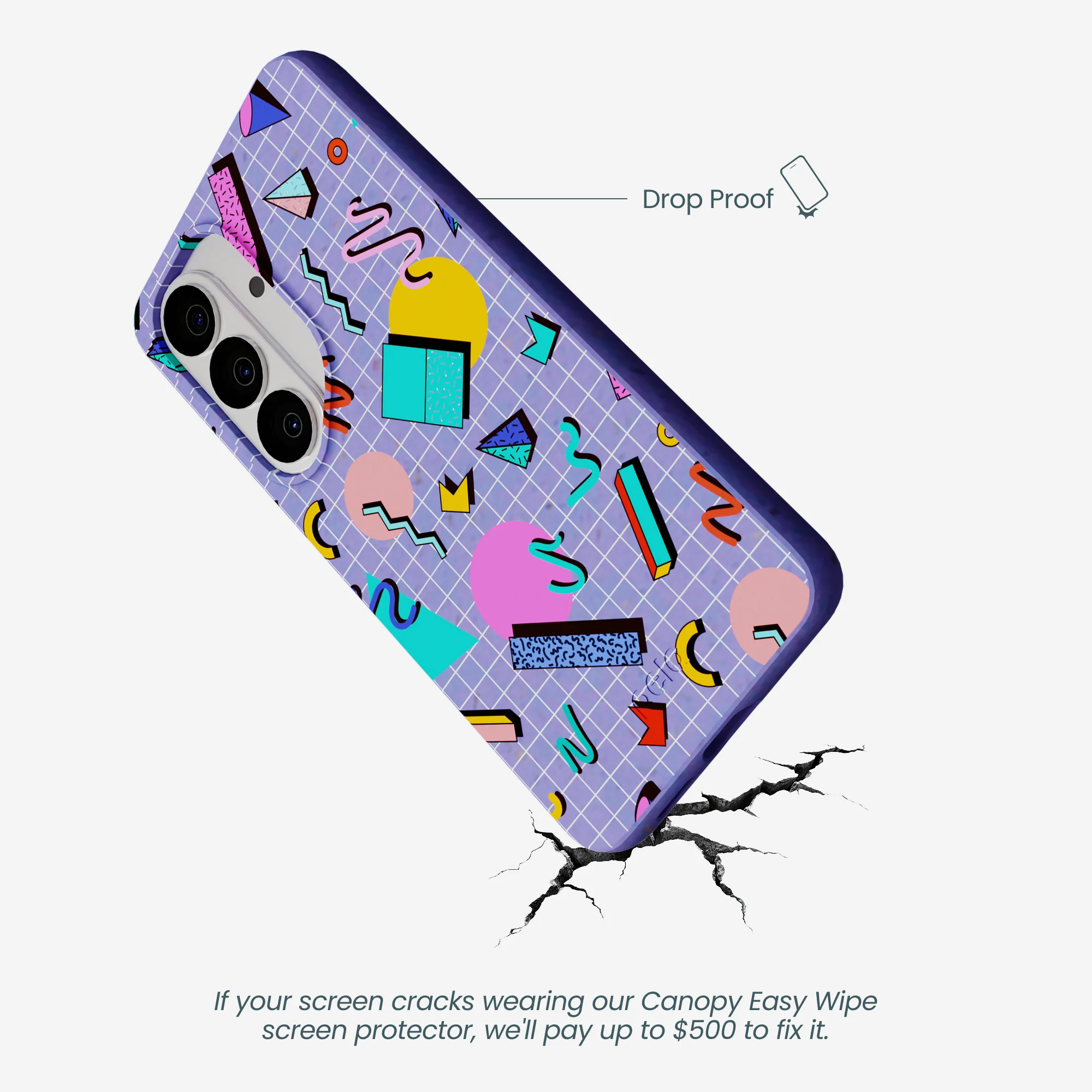 Lavender Retro Grid Samsung Galaxy S26 Case - Image 4
