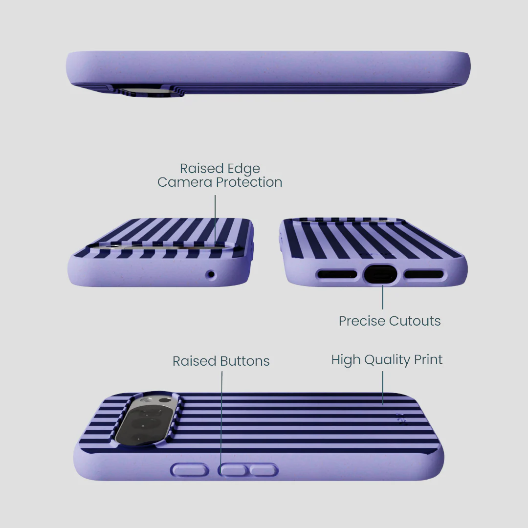 Lavender Small Navy Stripes Google Pixel 10/10 Pro Case - Image 2