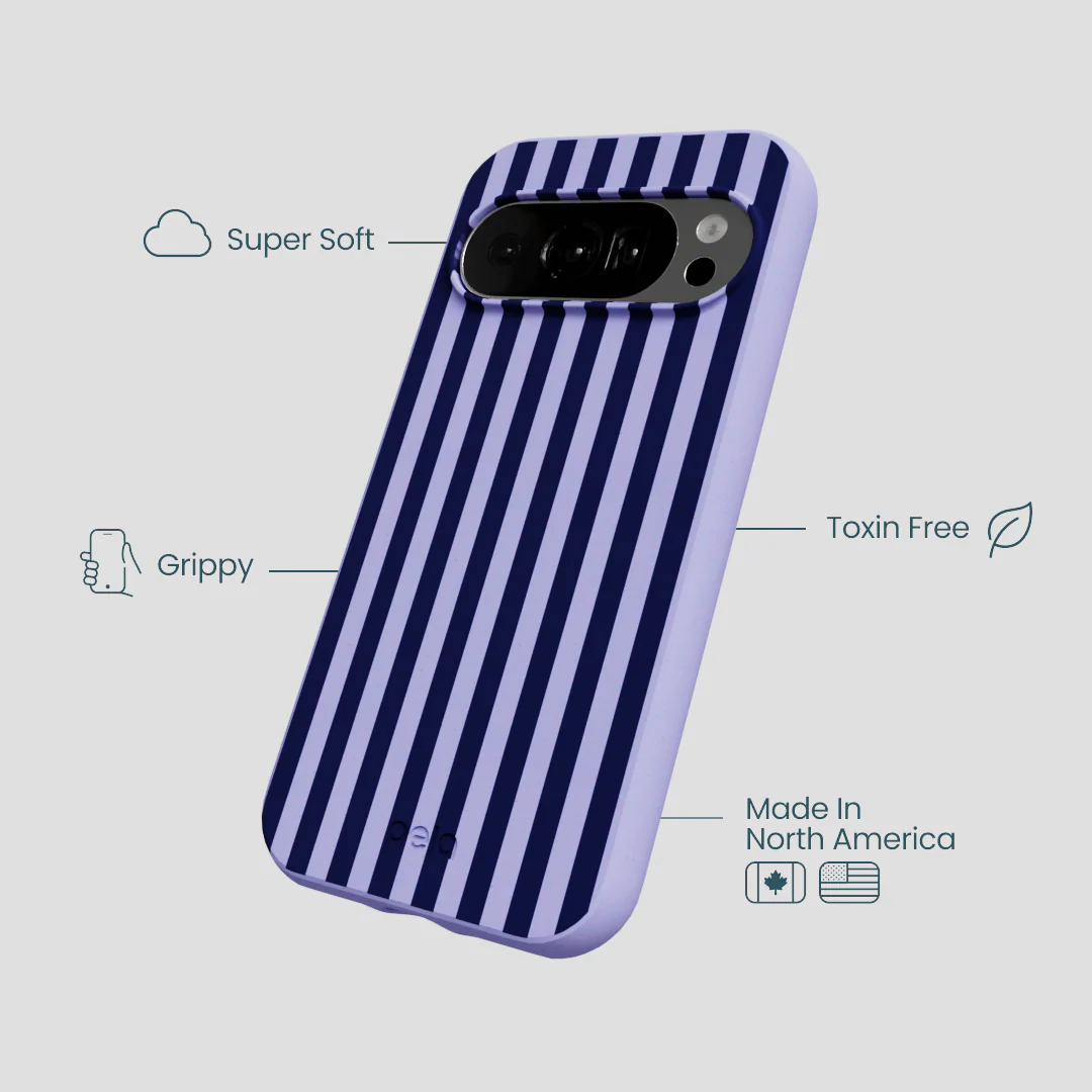 Lavender Small Navy Stripes Google Pixel 10/10 Pro Case - Image 3