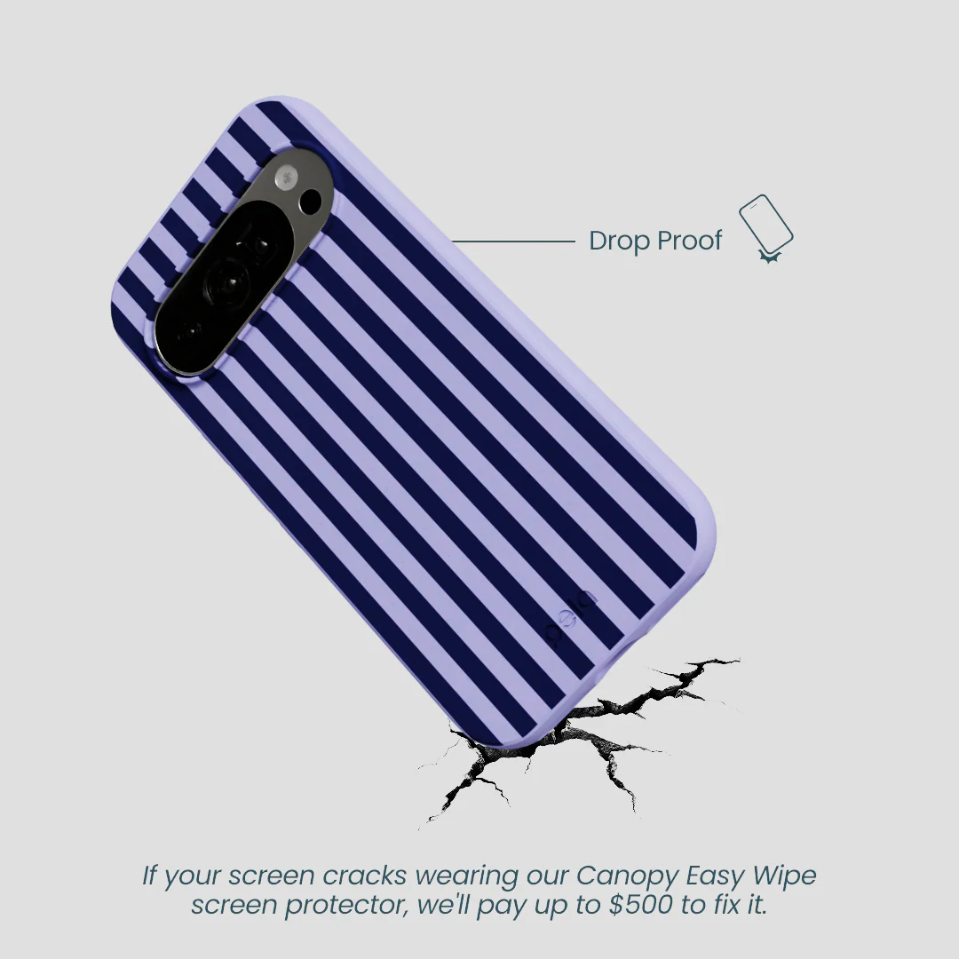 Lavender Small Navy Stripes Google Pixel 10/10 Pro Case - Image 4