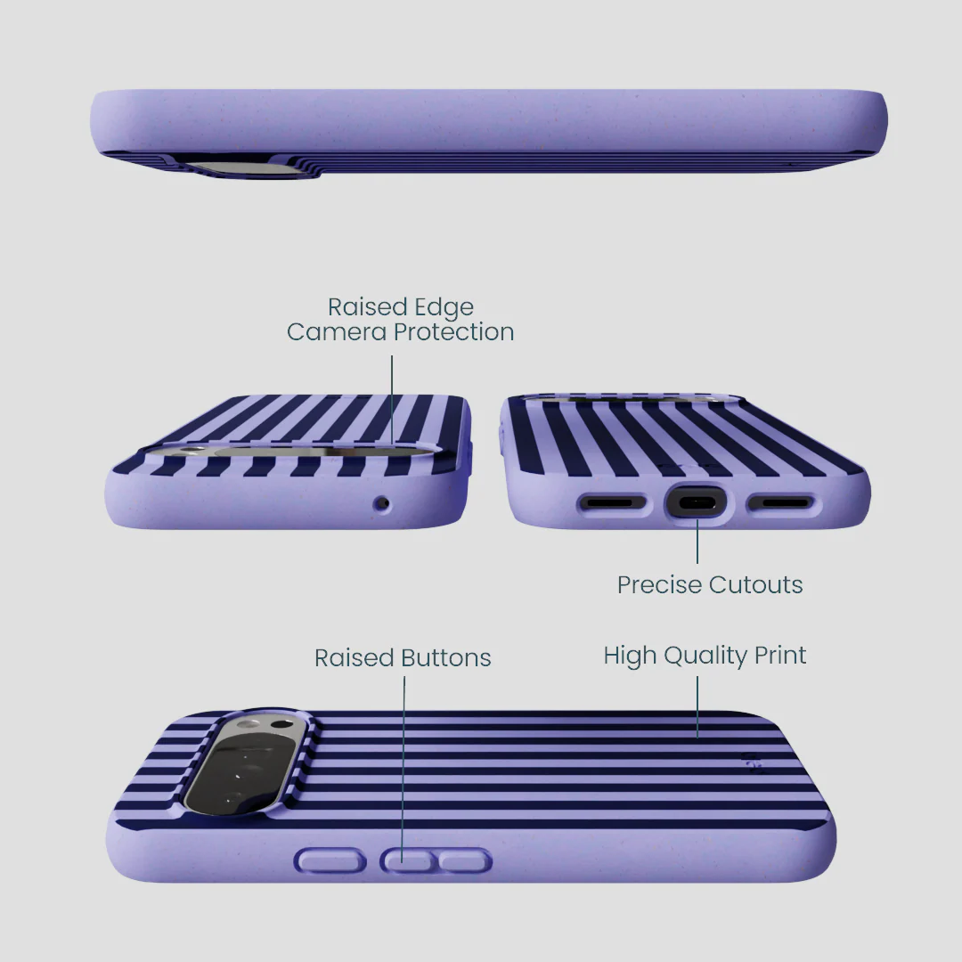 Lavender Small Navy Stripes Google Pixel 10 Pro XL Case - Image 2