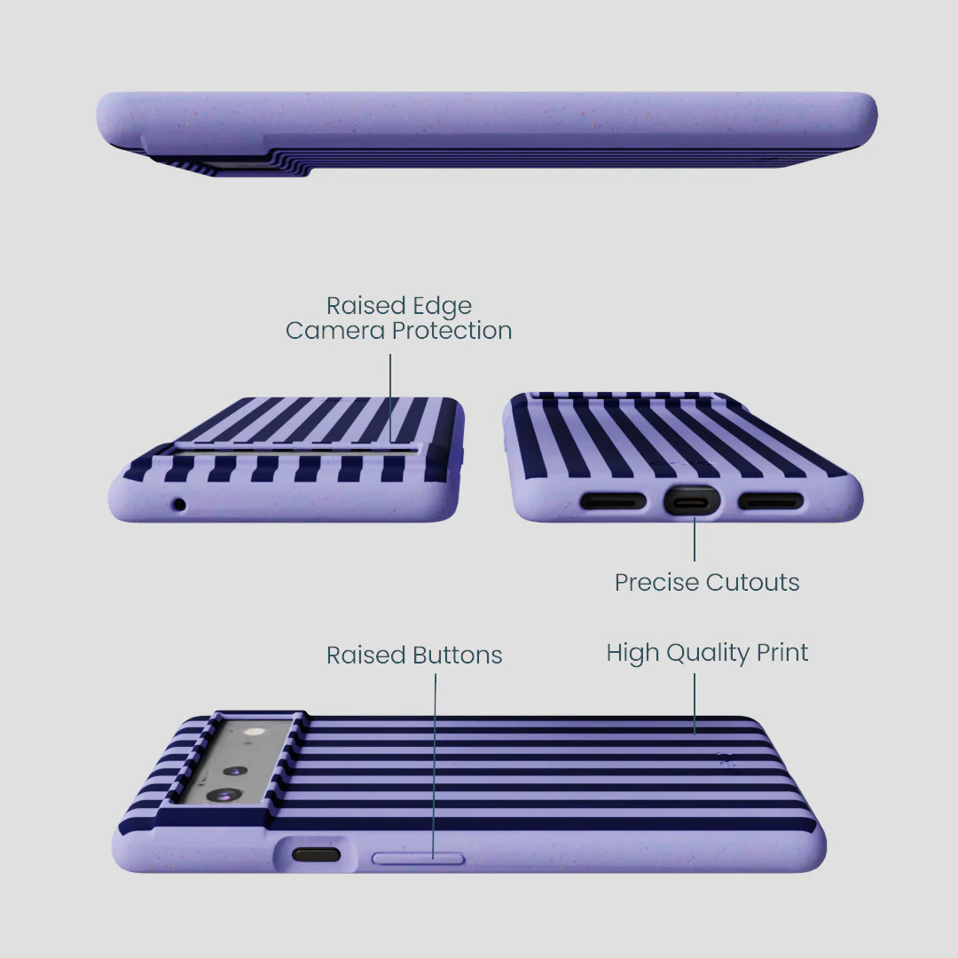Lavender Small Navy Stripes Google Pixel 6 Case - Image 2