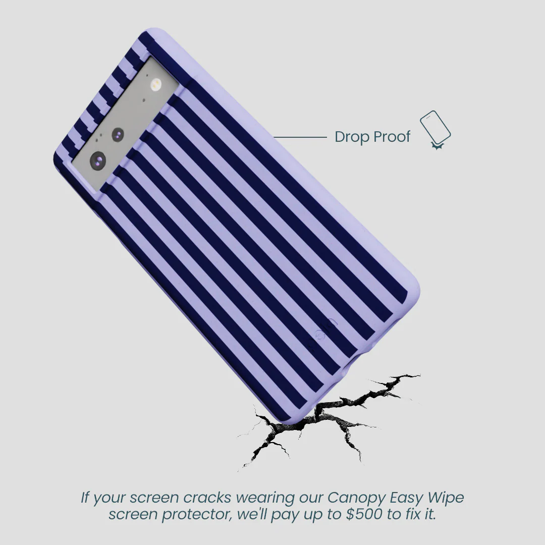 Lavender Small Navy Stripes Google Pixel 6 Case - Image 4