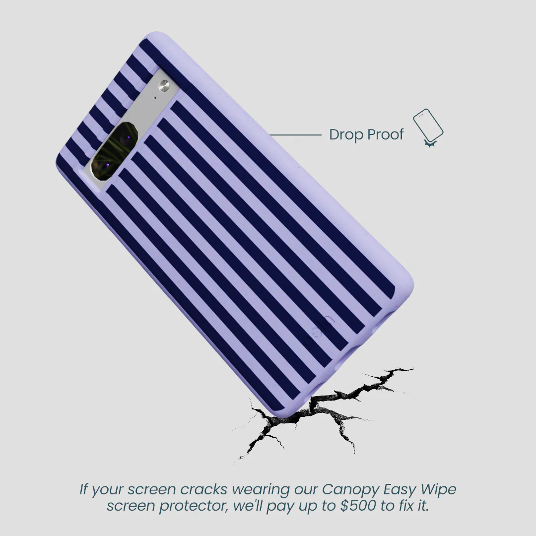 Lavender Small Navy Stripes Google Pixel 7 Case - Image 4