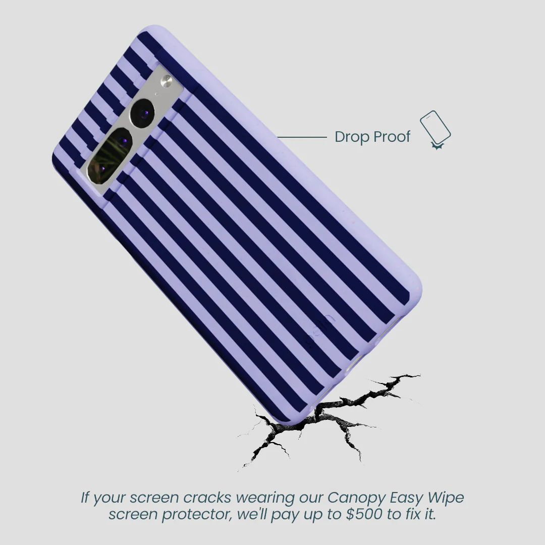Lavender Small Navy Stripes Google Pixel 7 Pro Case - Image 4