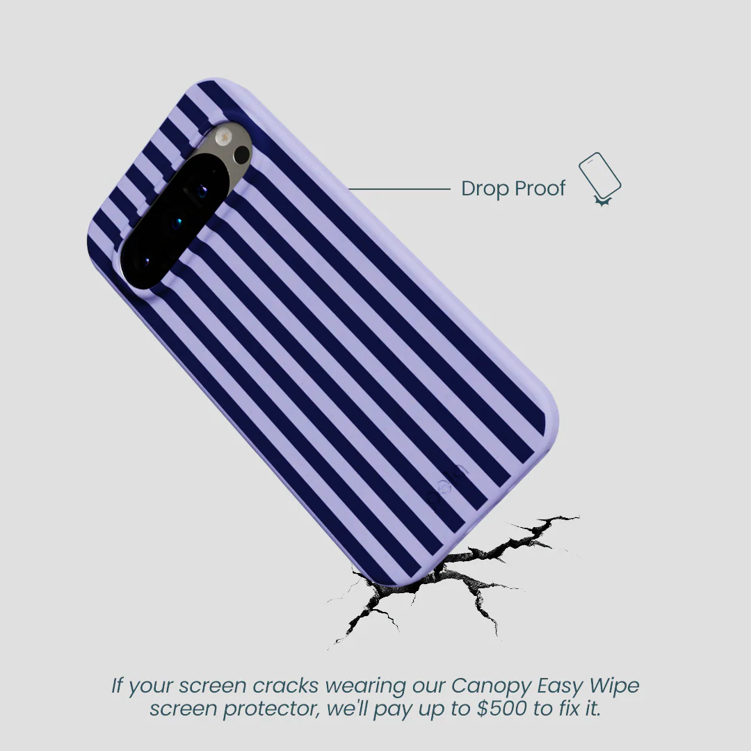 Lavender Small Navy Stripes Google Pixel 9/9 Pro Case - Image 4