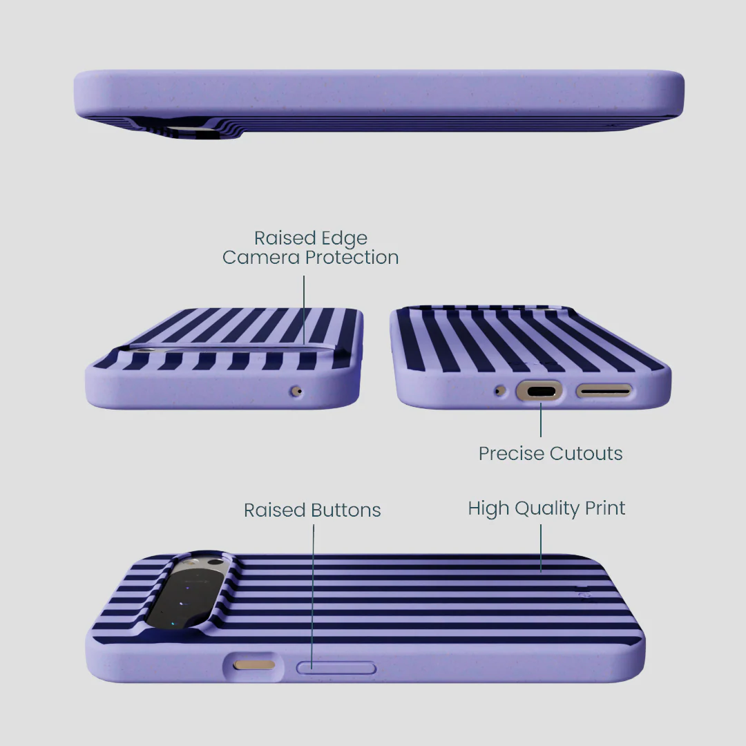 Lavender Small Navy Stripes Google Pixel 9 Pro XL Case - Image 2