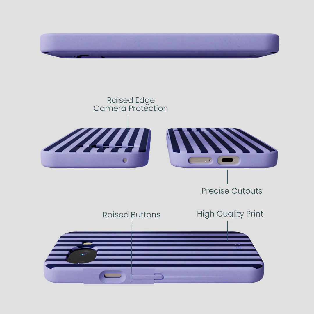 Lavender Small Navy Stripes Google Pixel 9a Case - Image 2