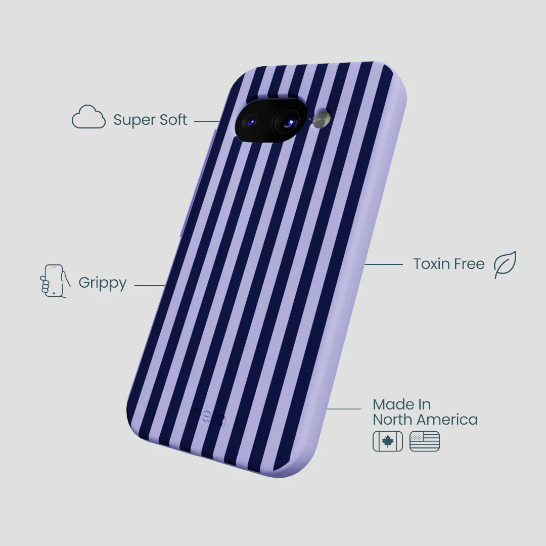 Lavender Small Navy Stripes Google Pixel 9a Case - Image 3