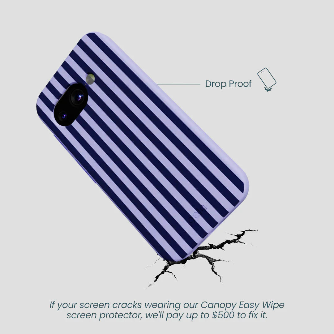Lavender Small Navy Stripes Google Pixel 9a Case - Image 4