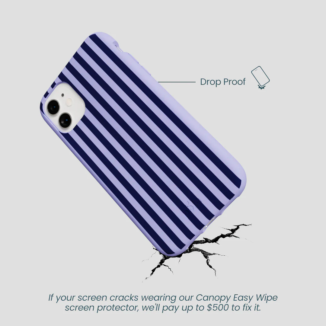 Lavender Small Navy Stripes iPhone 11 Case - Image 5