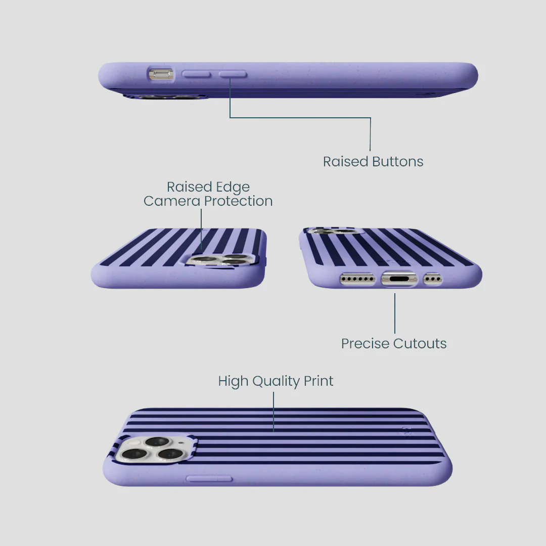 Lavender Small Navy Stripes iPhone 11 Pro Case - Image 3