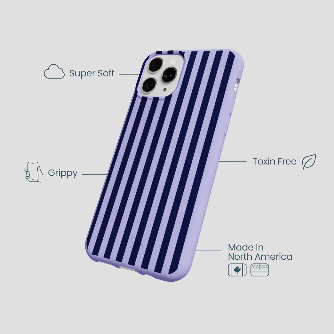 Lavender Small Navy Stripes iPhone 11 Pro Case - Image 4