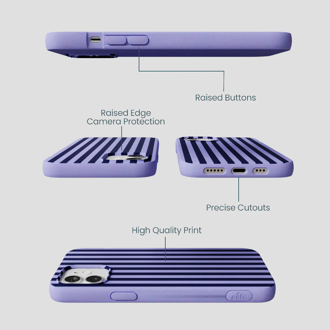 Lavender Small Navy Stripes iPhone 12/ iPhone 12 Pro Case - Image 3