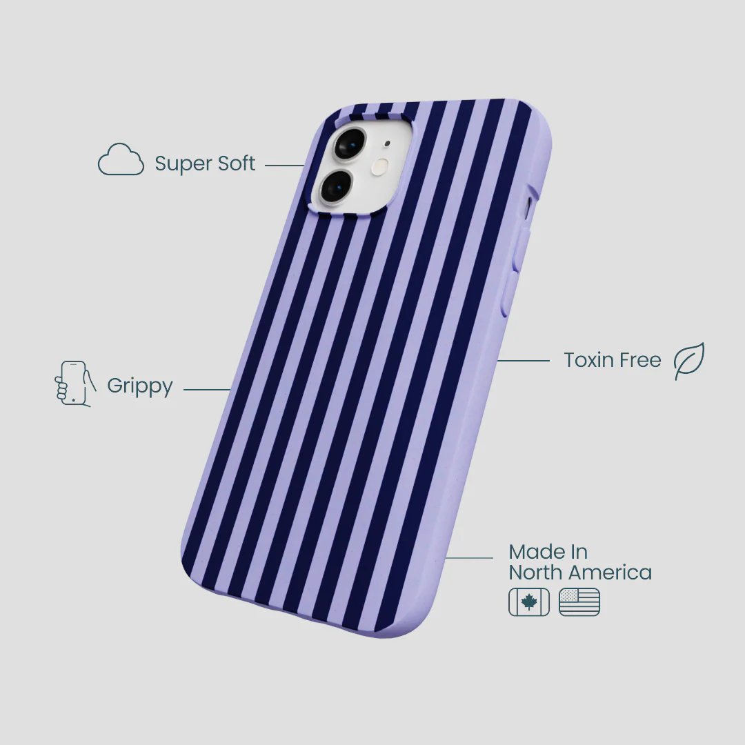 Lavender Small Navy Stripes iPhone 12/ iPhone 12 Pro Case - Image 4