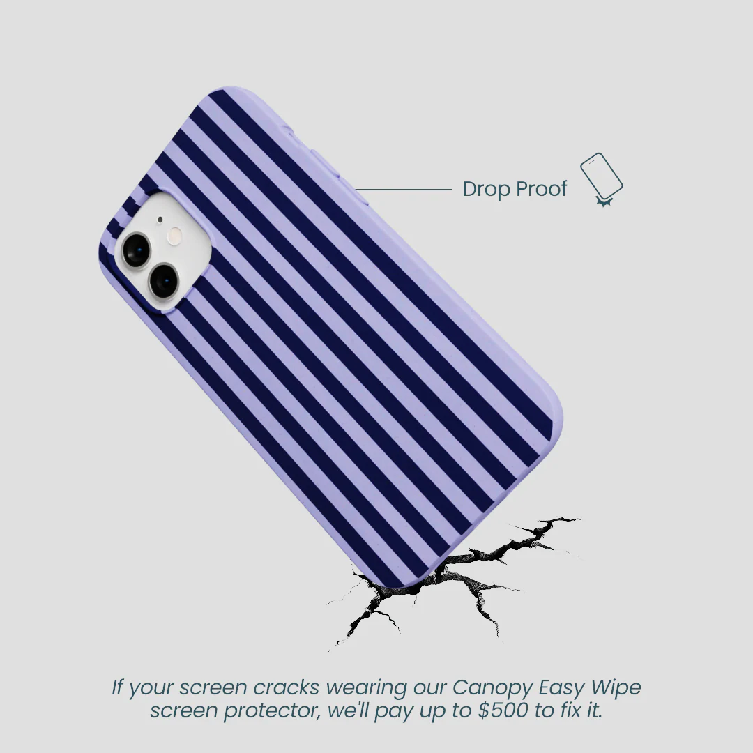 Lavender Small Navy Stripes iPhone 12/ iPhone 12 Pro Case - Image 5