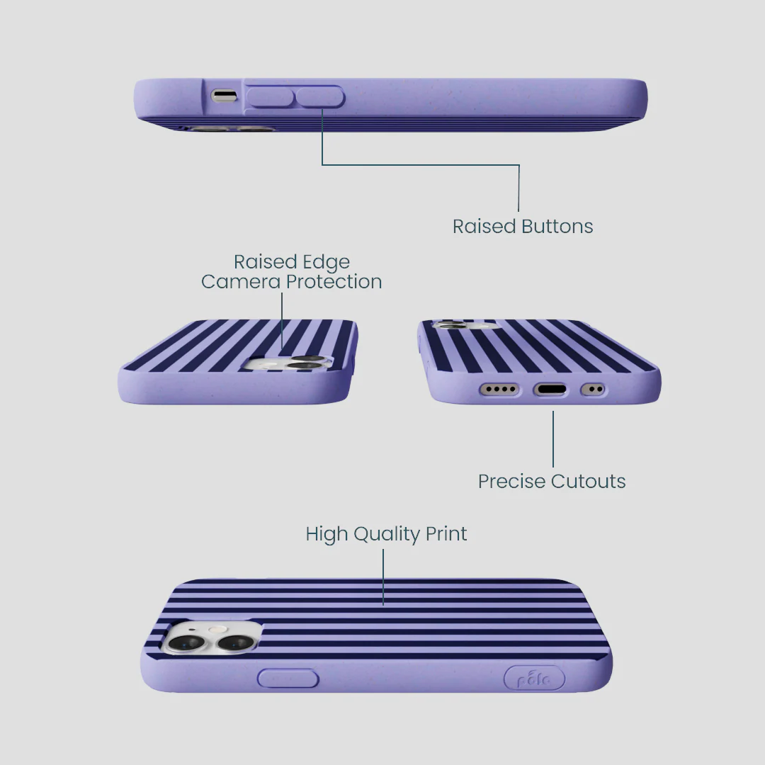 Lavender Small Navy Stripes iPhone 12 Mini Case - Image 3