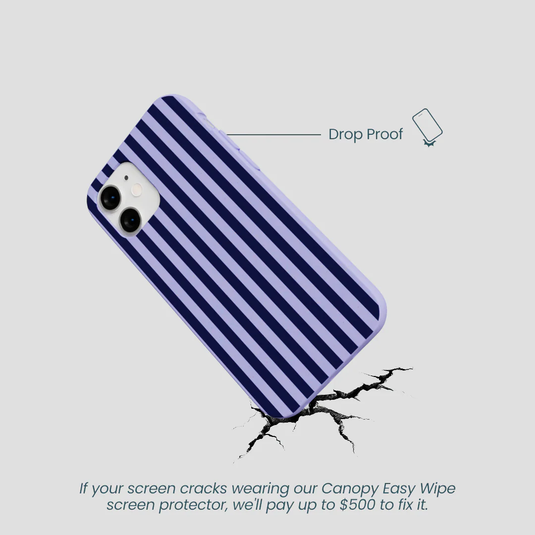 Lavender Small Navy Stripes iPhone 12 Mini Case - Image 5