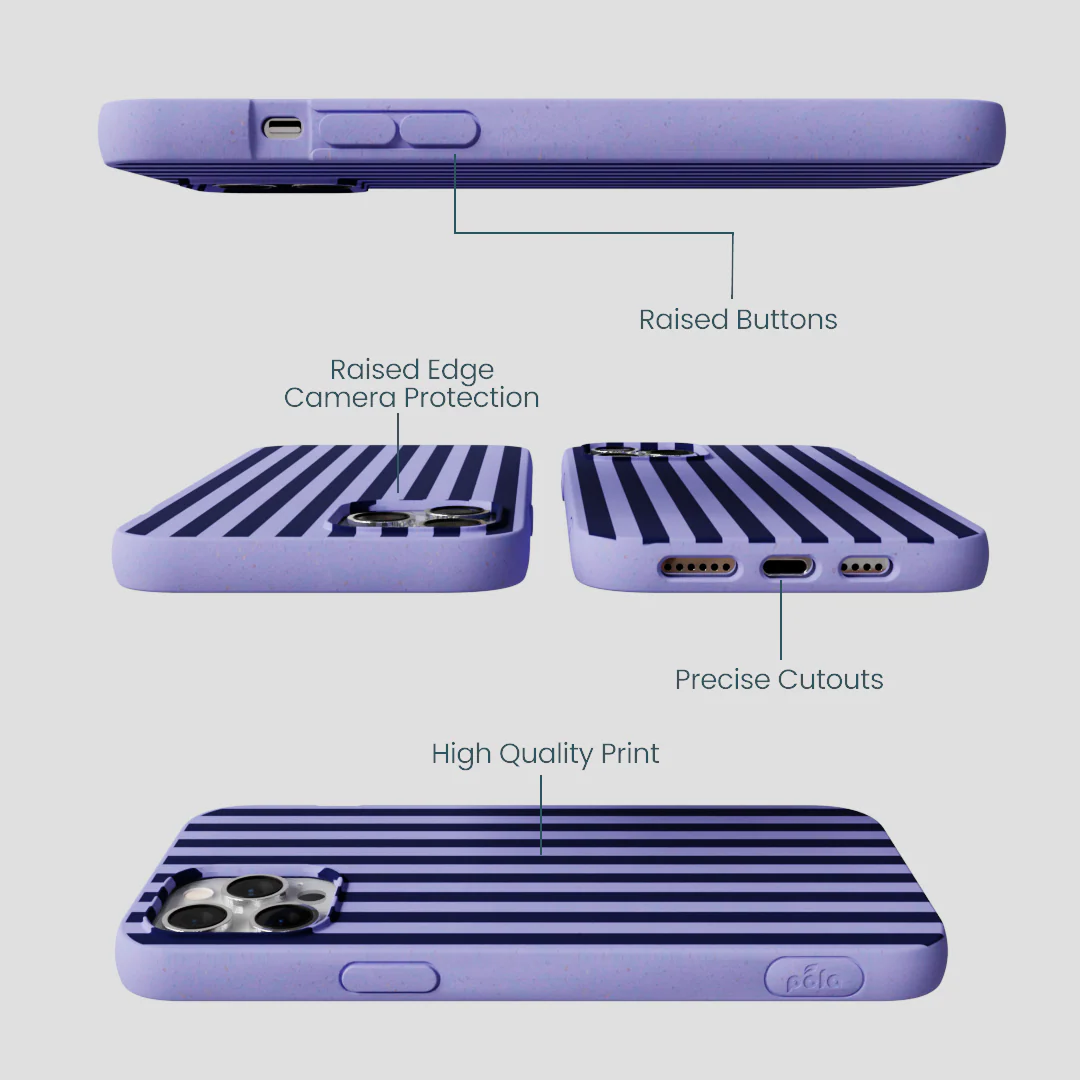 Lavender Small Navy Stripes iPhone 12 Pro Max Case - Image 3