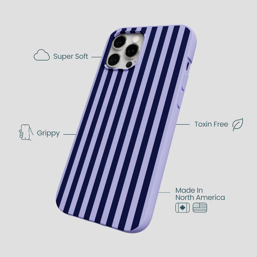 Lavender Small Navy Stripes iPhone 12 Pro Max Case - Image 4
