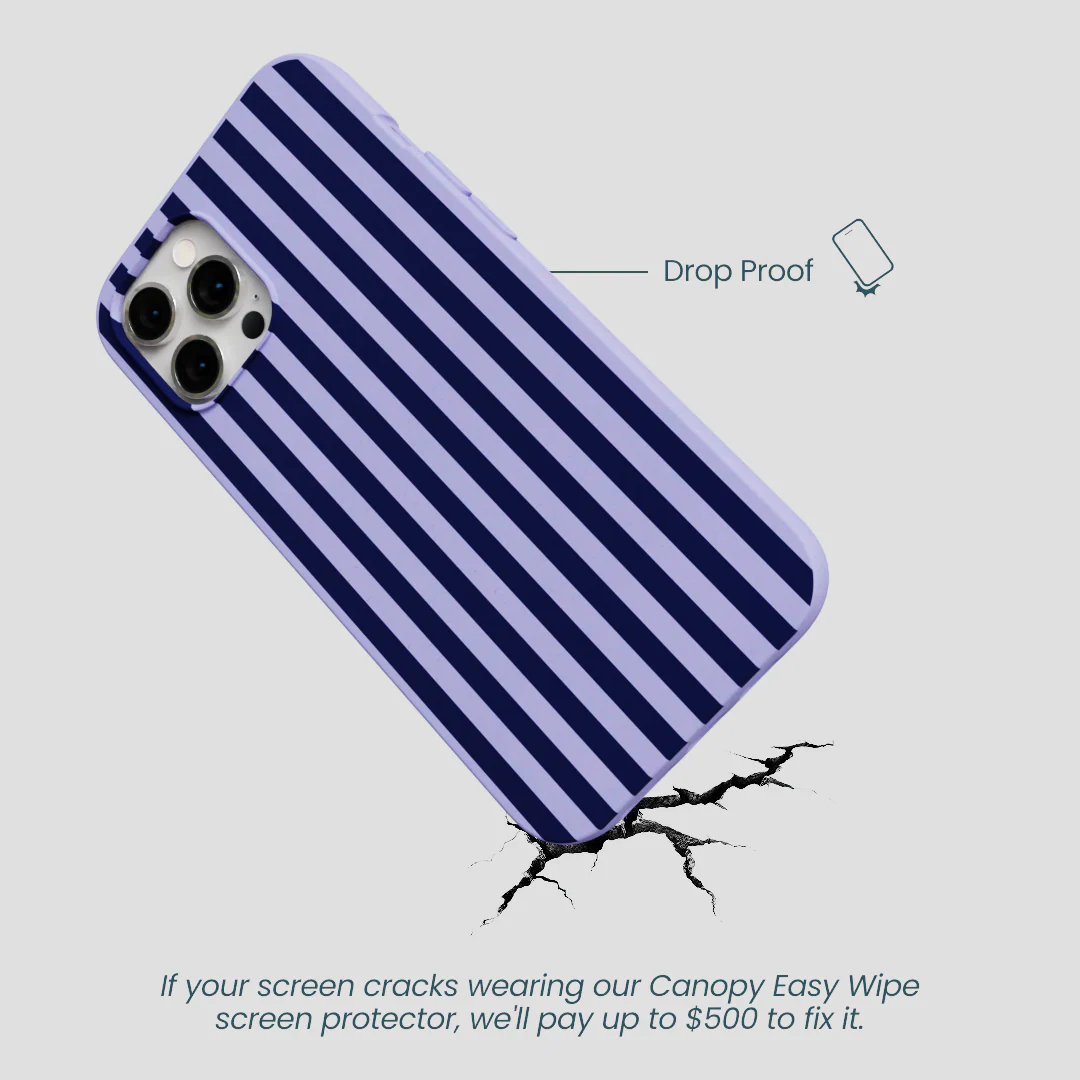 Lavender Small Navy Stripes iPhone 12 Pro Max Case - Image 5
