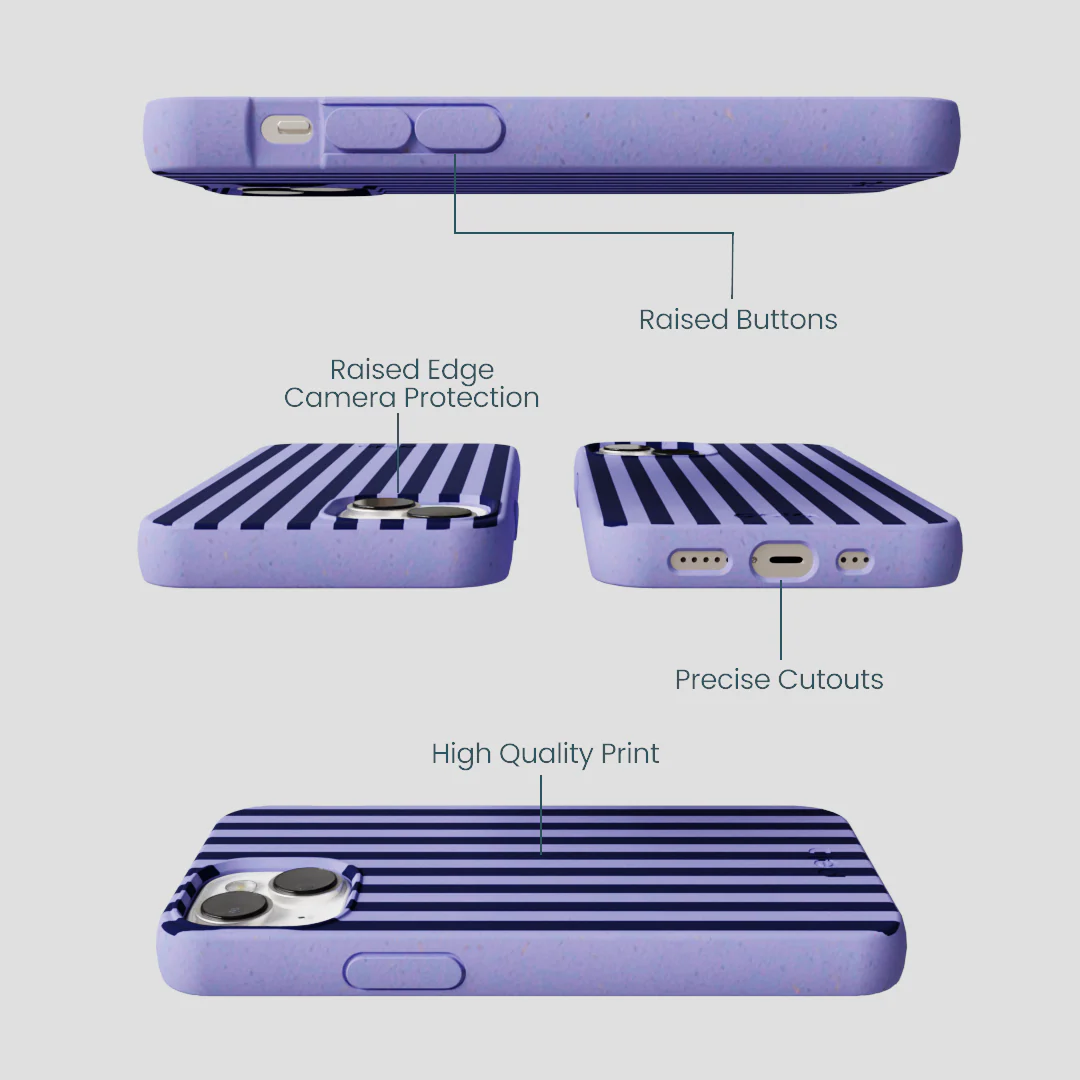 Lavender Small Navy Stripes iPhone 13 Case - Image 3