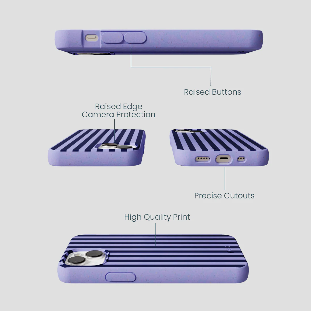 Lavender Small Navy Stripes iPhone 13 Mini Case - Image 3