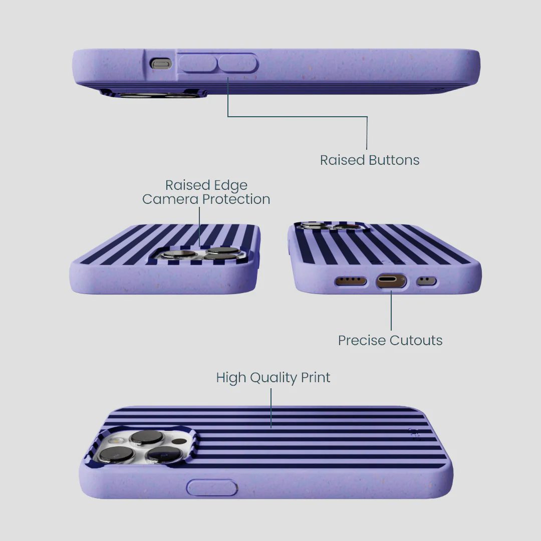 Lavender Small Navy Stripes iPhone 13 Pro Case - Image 3