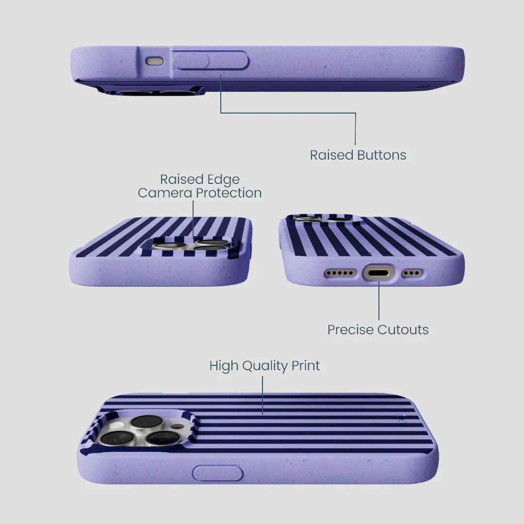 Lavender Small Navy Stripes iPhone 14 Pro Case - Image 3