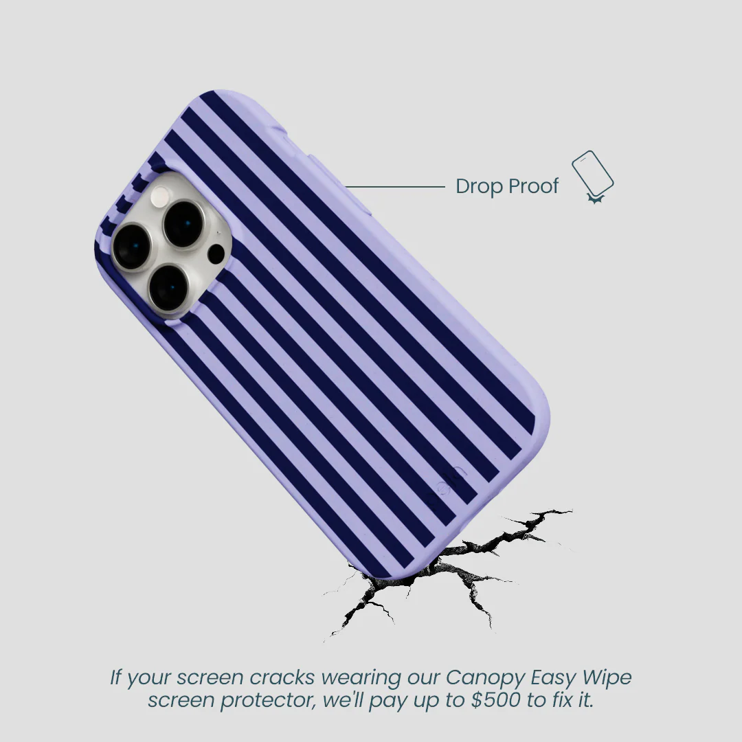 Lavender Small Navy Stripes iPhone 14 Pro Case - Image 5