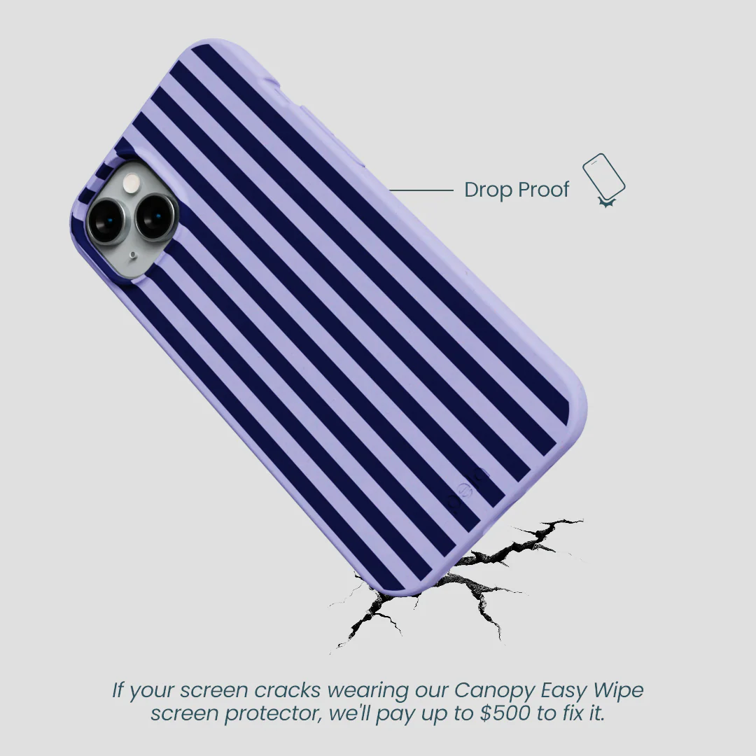 Lavender Small Navy Stripes iPhone 15 Plus Case - Image 5