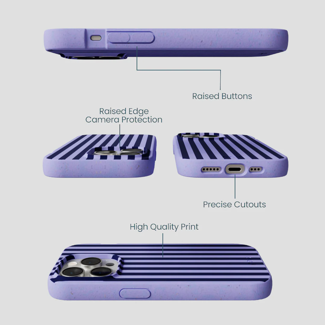 Lavender Small Navy Stripes iPhone 15 Pro Case - Image 3