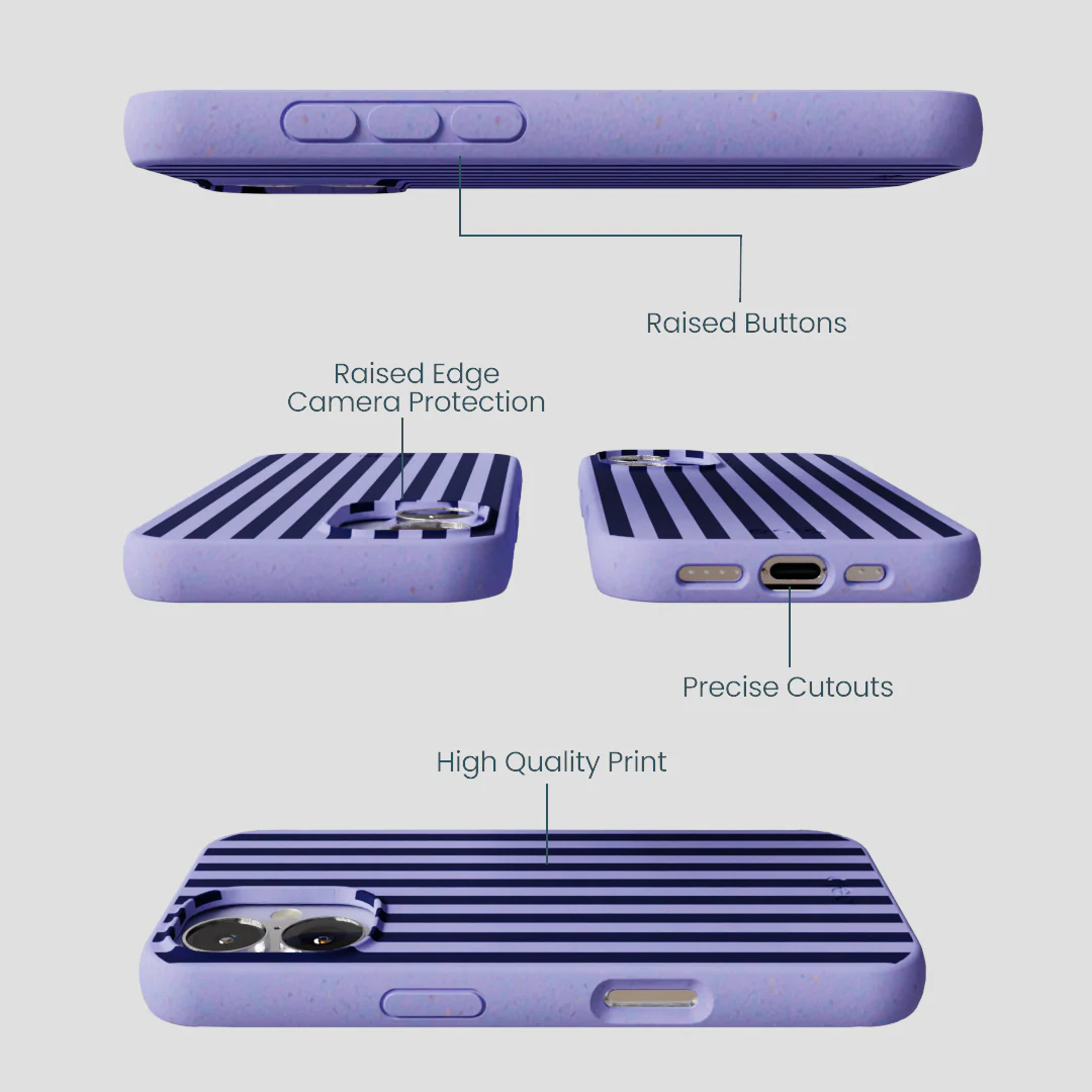 Lavender Small Navy Stripes iPhone 16 Case - Image 3