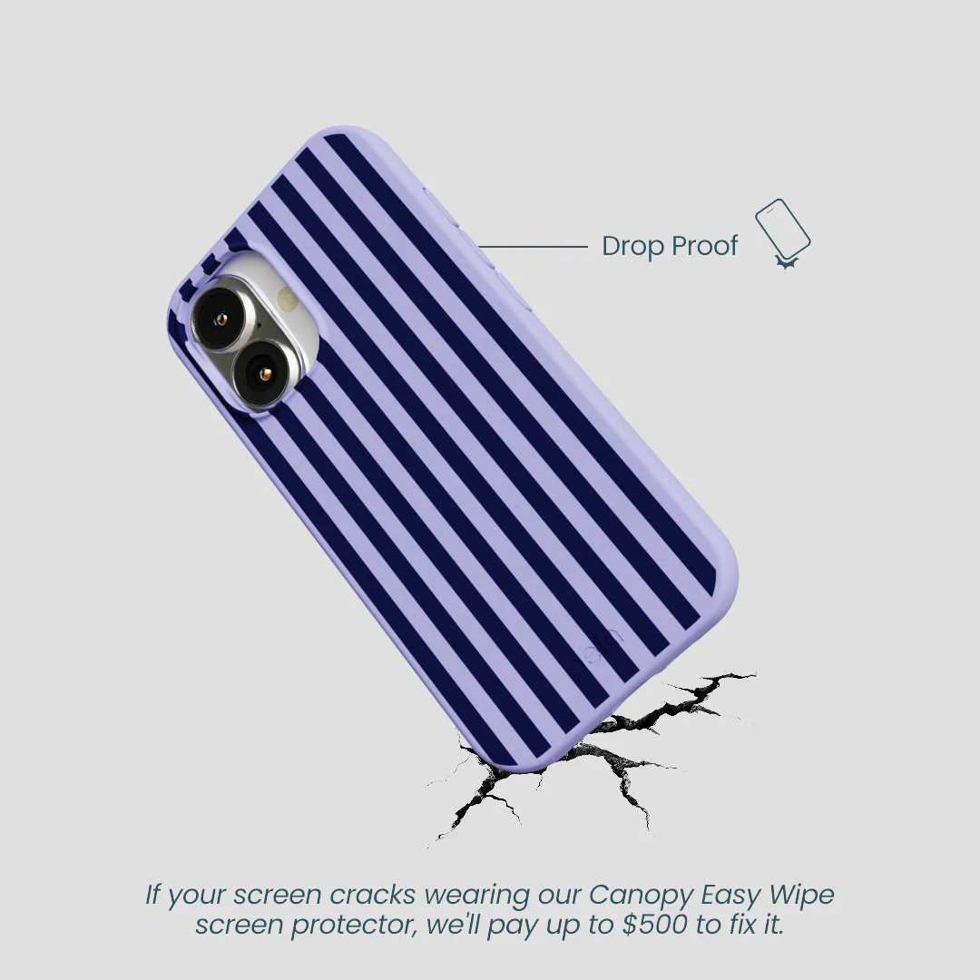 Lavender Small Navy Stripes iPhone 16 Case - Image 5