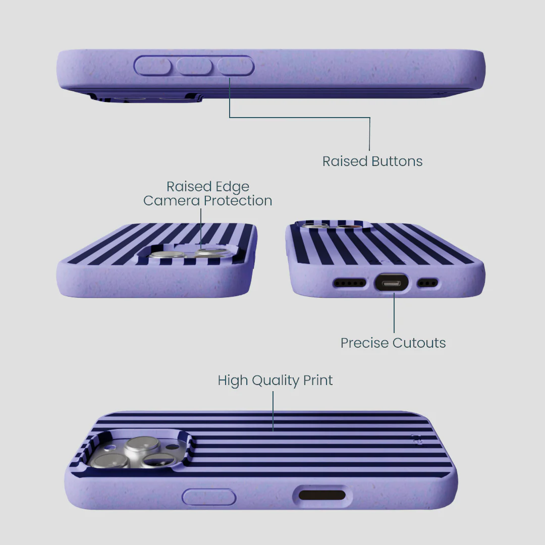 Lavender Small Navy Stripes iPhone 16 Pro Case - Image 3
