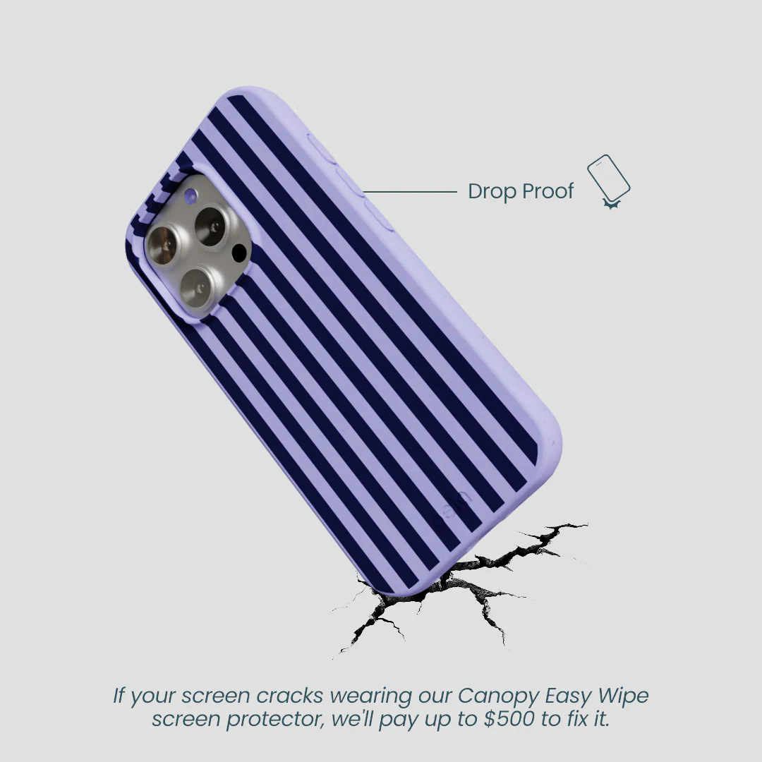 Lavender Small Navy Stripes iPhone 16 Pro Case - Image 5