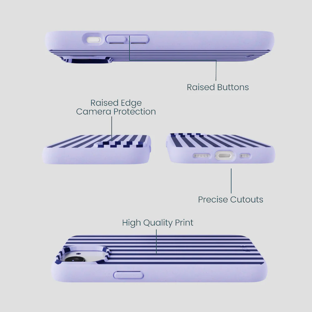 Lavender Small Navy Stripes iPhone 16e/17e Case - Image 3