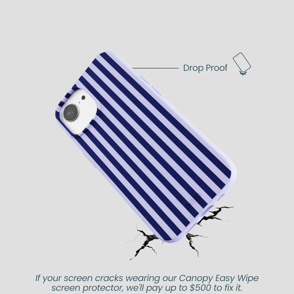 Lavender Small Navy Stripes iPhone 16e/17e Case - Image 5