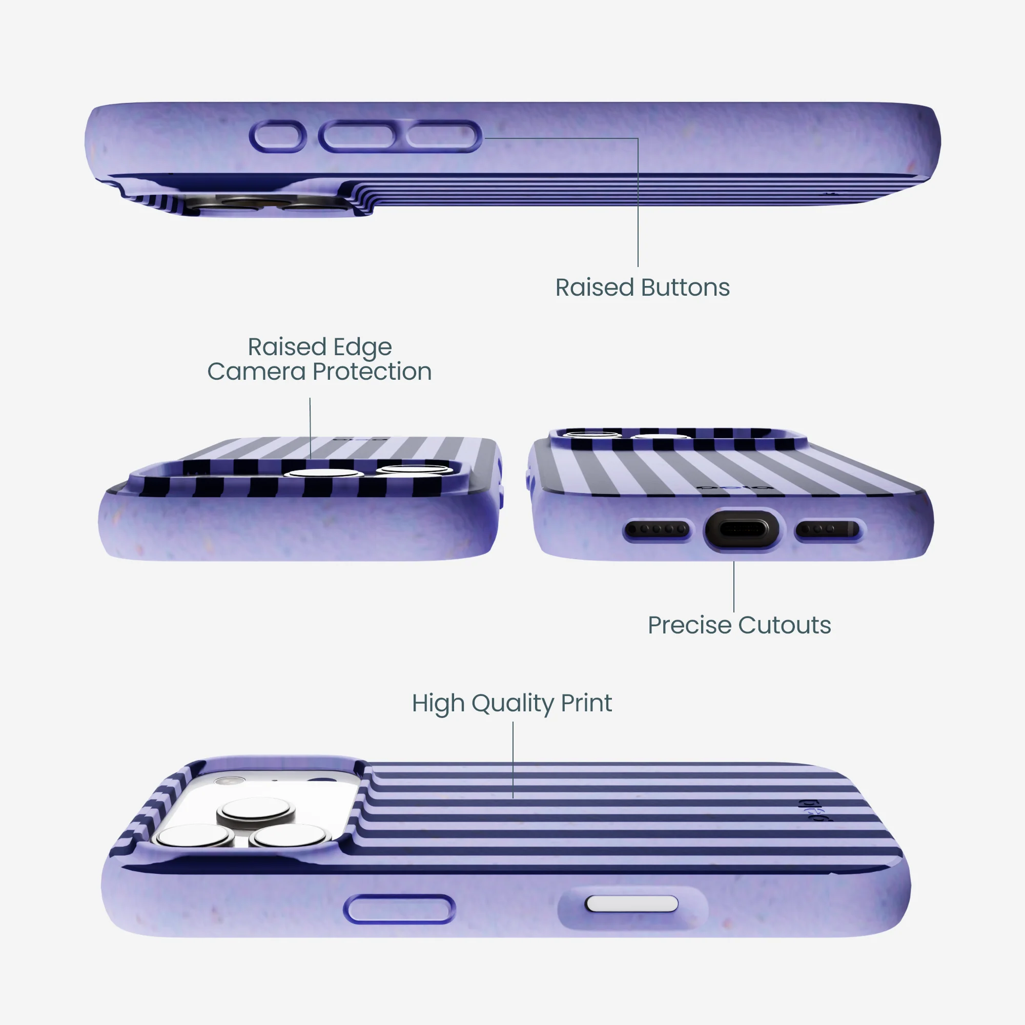 Lavender Small Navy Stripes iPhone 17 Pro Case - Image 3