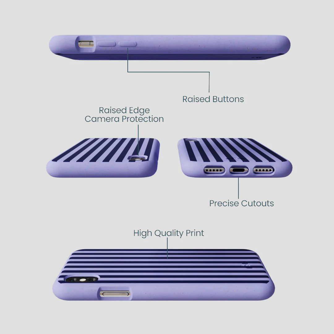 Lavender Small Navy Stripes iPhone XR Case - Image 3