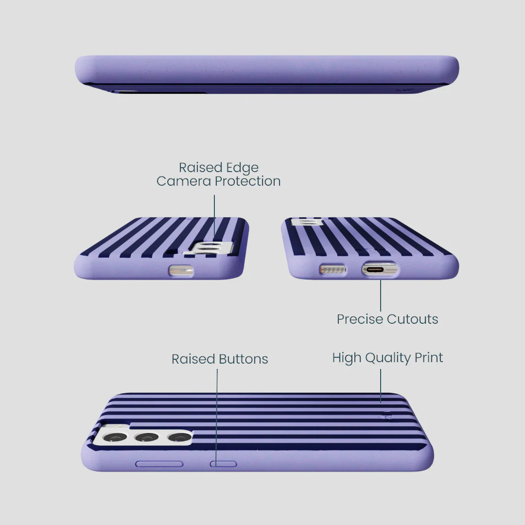 Lavender Small Navy Stripes Samsung Galaxy S21 Case - Image 2