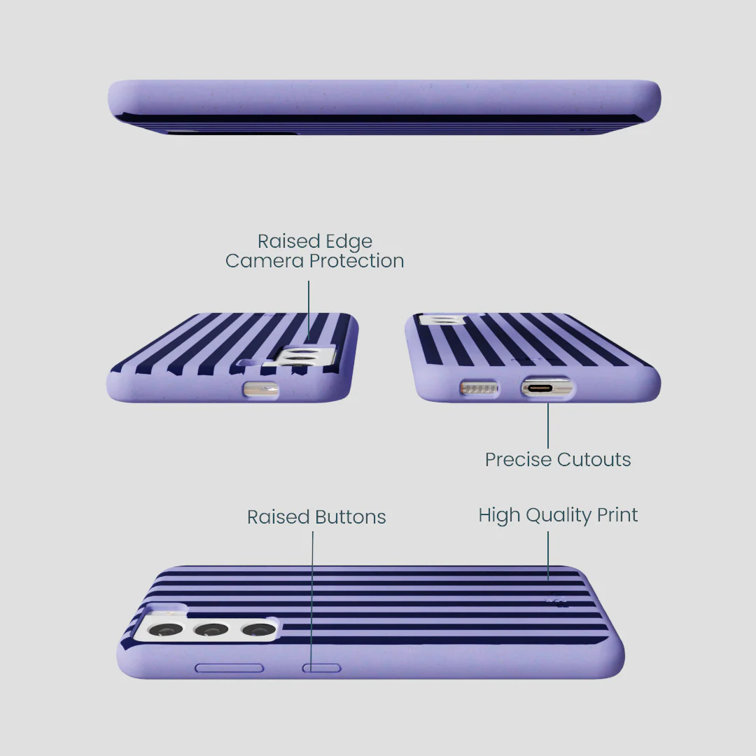 Lavender Small Navy Stripes Samsung Galaxy S22 Case - Image 2