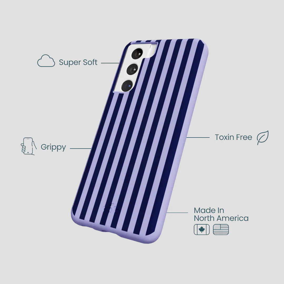 Lavender Small Navy Stripes Samsung Galaxy S22 Case - Image 3