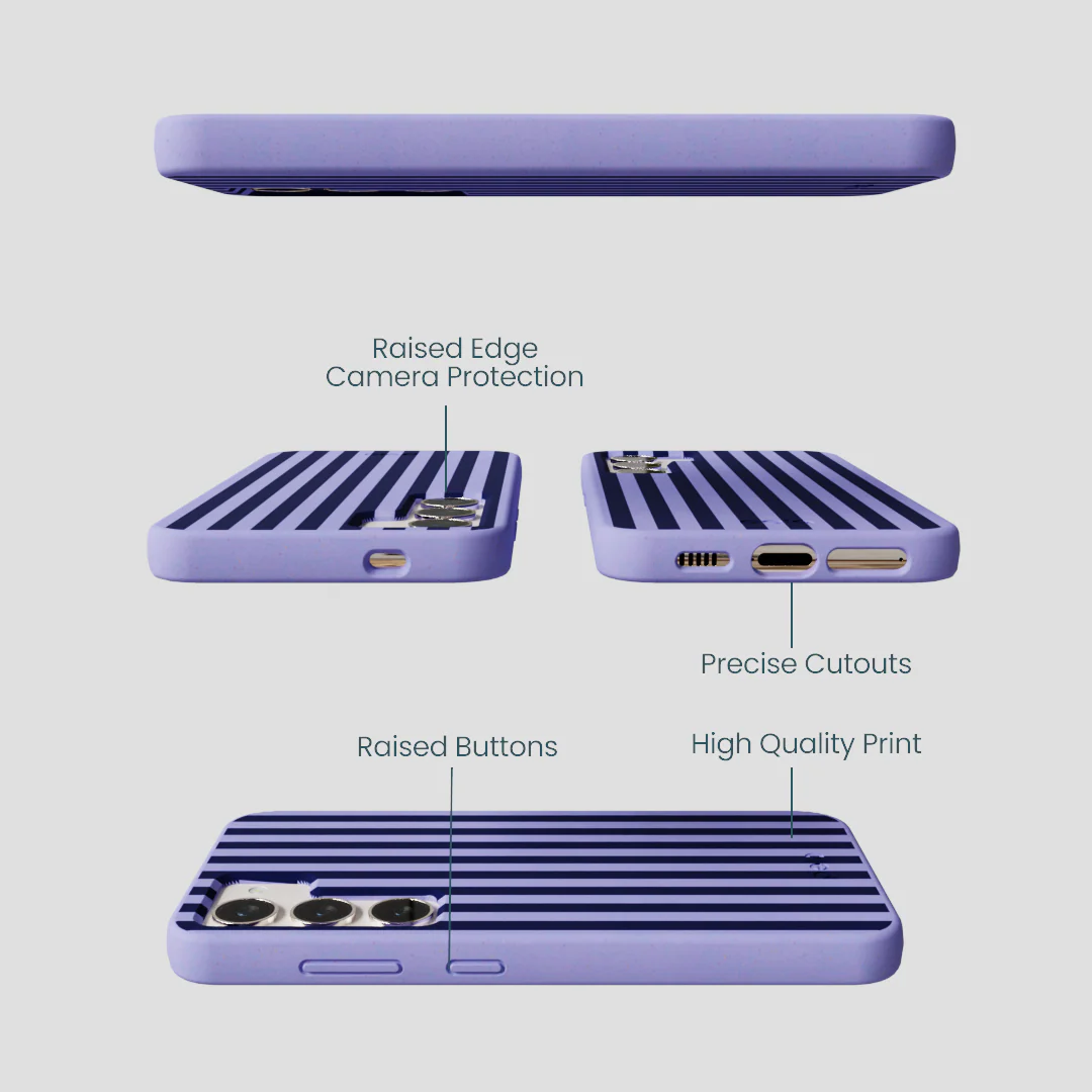 Lavender Small Navy Stripes Samsung Galaxy S23 Case - Image 2