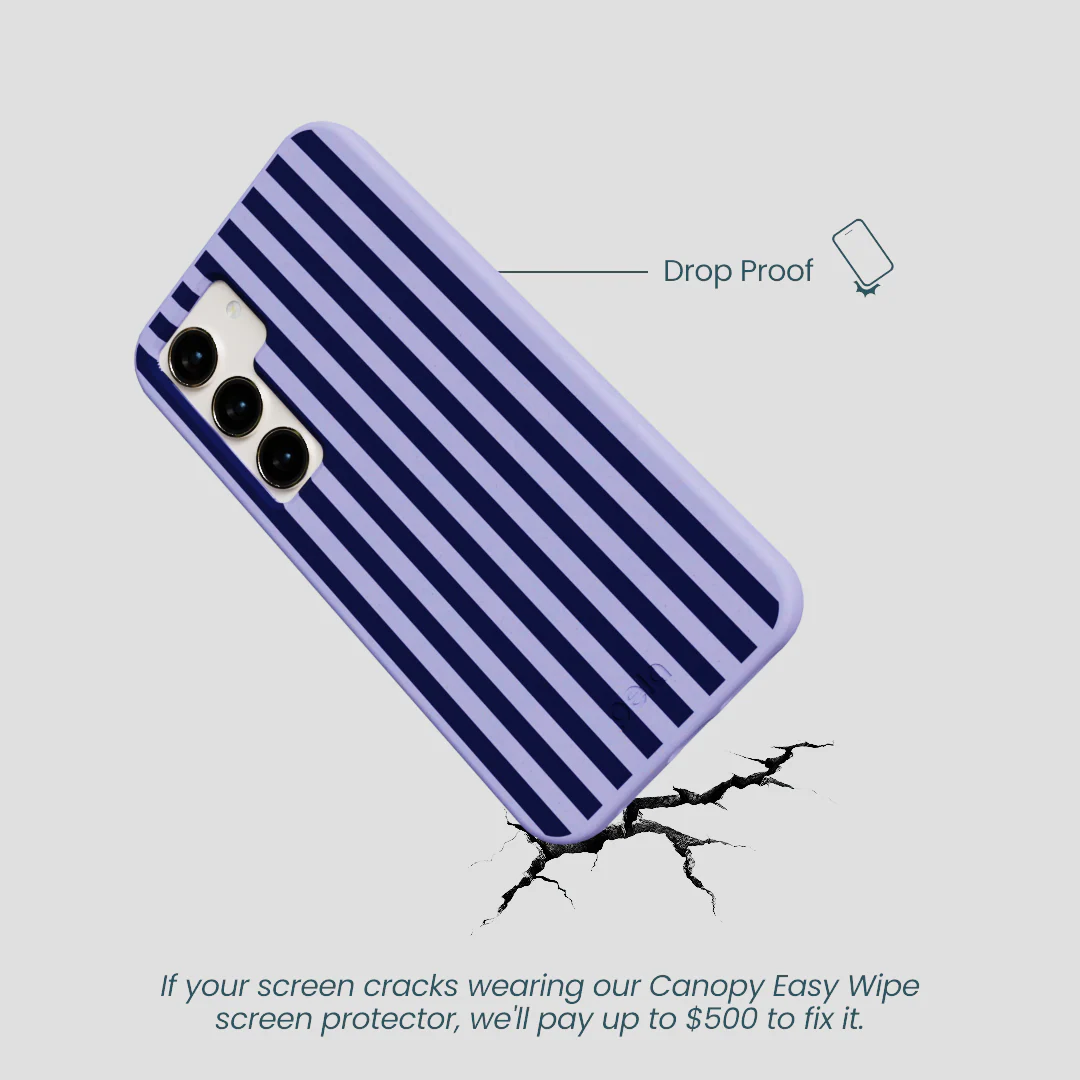 Lavender Small Navy Stripes Samsung Galaxy S23 Case - Image 4